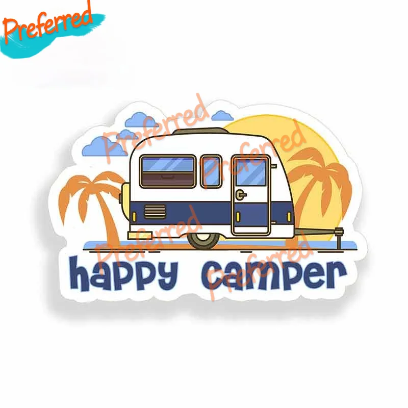 

High Quality Creative Happy Camper Van Decal Motocross Racing Laptop Helmet Trunk Wall Vinyl Car Sticker Die Cutting