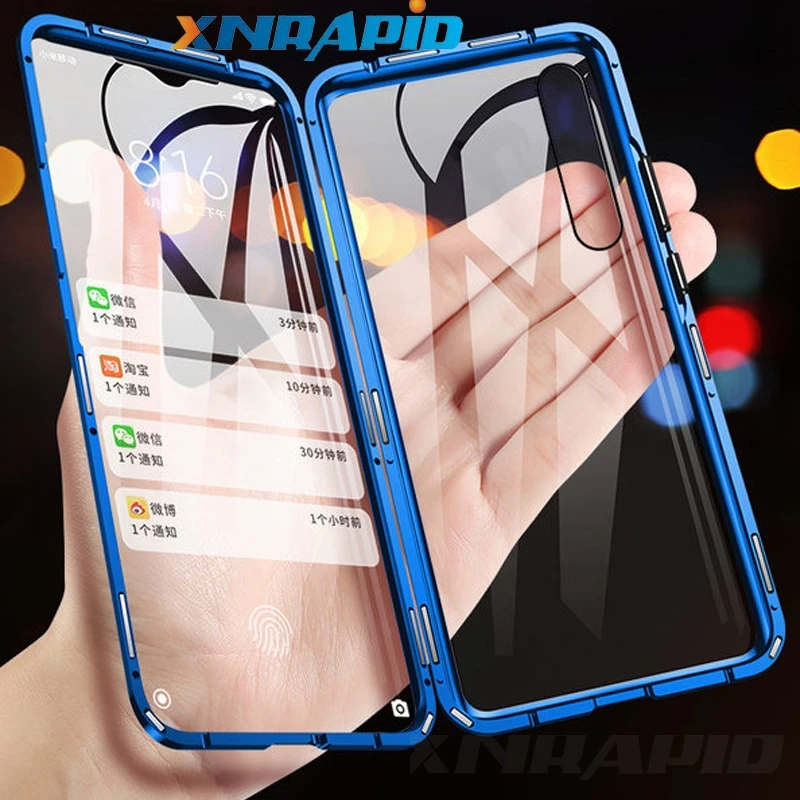 Двухстороннее закаленное стекло для Xiaomi Redmi Note 7 Note7Pro магнитное поглощение 360 чехлы для телефонов металлическая откидная задняя крышка Note7 Pro
