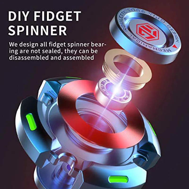 Luminous Light Fidget Spinner Toy Metal Alloy Hand Spinner Toy Spinning Gyro Gyroscope Fingertip Fidget Toy For Adult AntiStress enlarge
