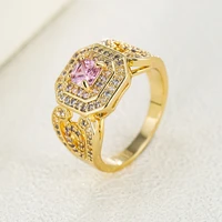 emmaya new fashion gold color noble ring with shiny tiny zirconia womengirls charming jewelry punk style ornament