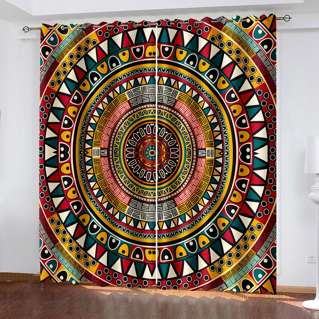 

Затеняющая декоративная занавеска для гостиной, Круглый тотем, домашний текстиль, украшение для спальни, перфорированная занавеска s