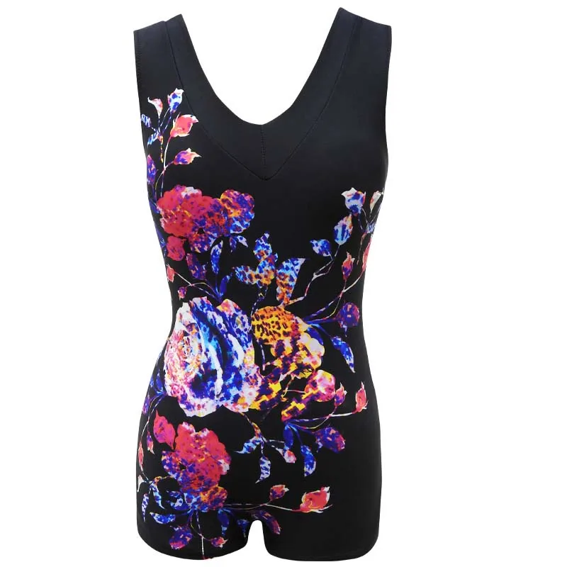 

2020 Plus Size Swimsuit Sport Boyshorts Swimwear Women One Piece Swimsuit Bodysuits Floral Beachwear Maillot De Bain Femme