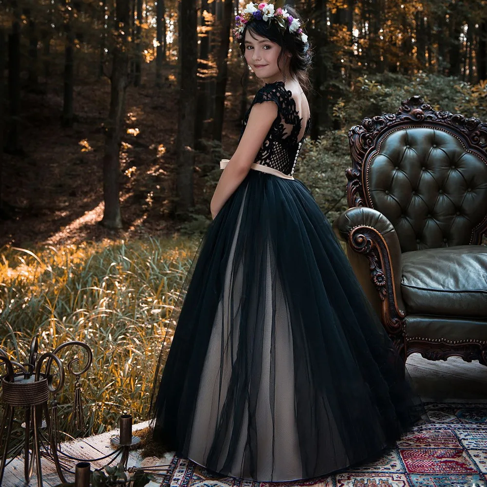 Новые Платья с цветочным узором для девочек платья принцессы дня рождения