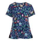 Униформа для новогодней медсестры, женские скрабы для кормления, топы с мультяшным принтом Санта-Клауса, скрабы с коротким рукавом, блузка, медицинская униформа для кормления