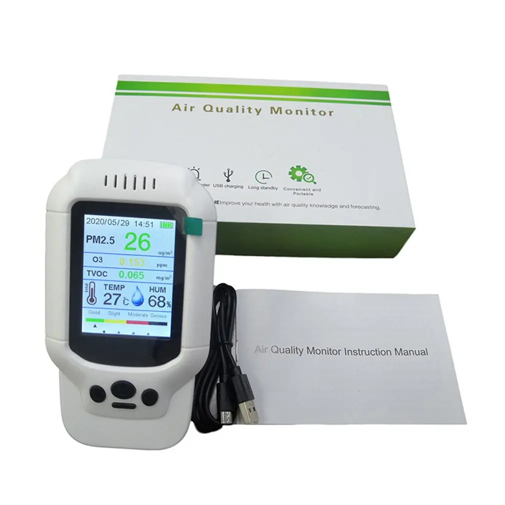

Tester Air Quality Monitor Gas Analyzer Ozone Concentration Detector After Disinfection Tvoc Pm Dust Smoke Sensor Portable