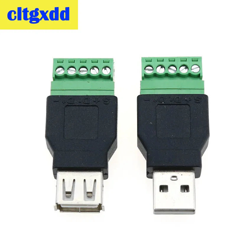 

1PC USB adapter USB female to screw connector USB plug with shield connector Socket Jack USB 2.0 female to screw terminal
