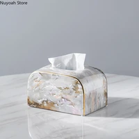 light luxury marble tissue box decoration dining table coffee table napkin box household living room ceramic pumping box