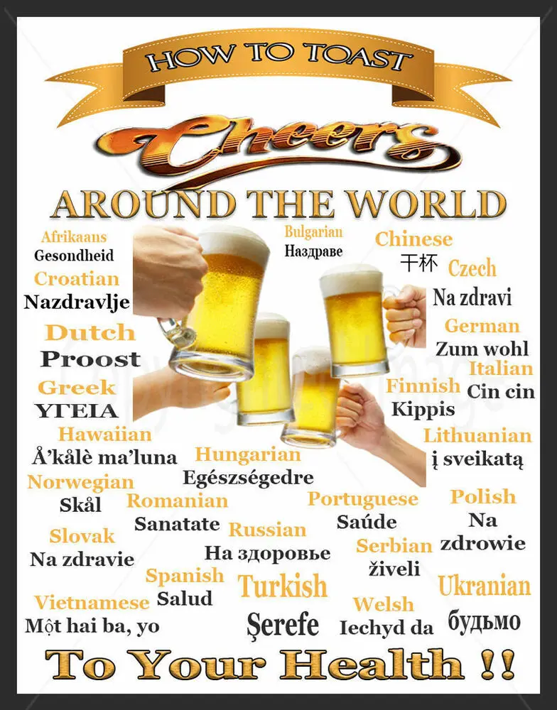 

Cheers Around the World METAL TIN SIGN POSTER WALL PLAQUE