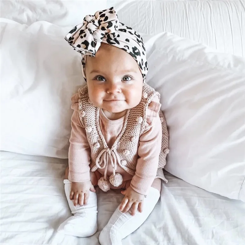 

New Leopard Print Knotted Bow Hat Newborn Infant Toddler Turban Baby Girls Beanie Bonnet Cap Hair Accessories Photo Props Gifts