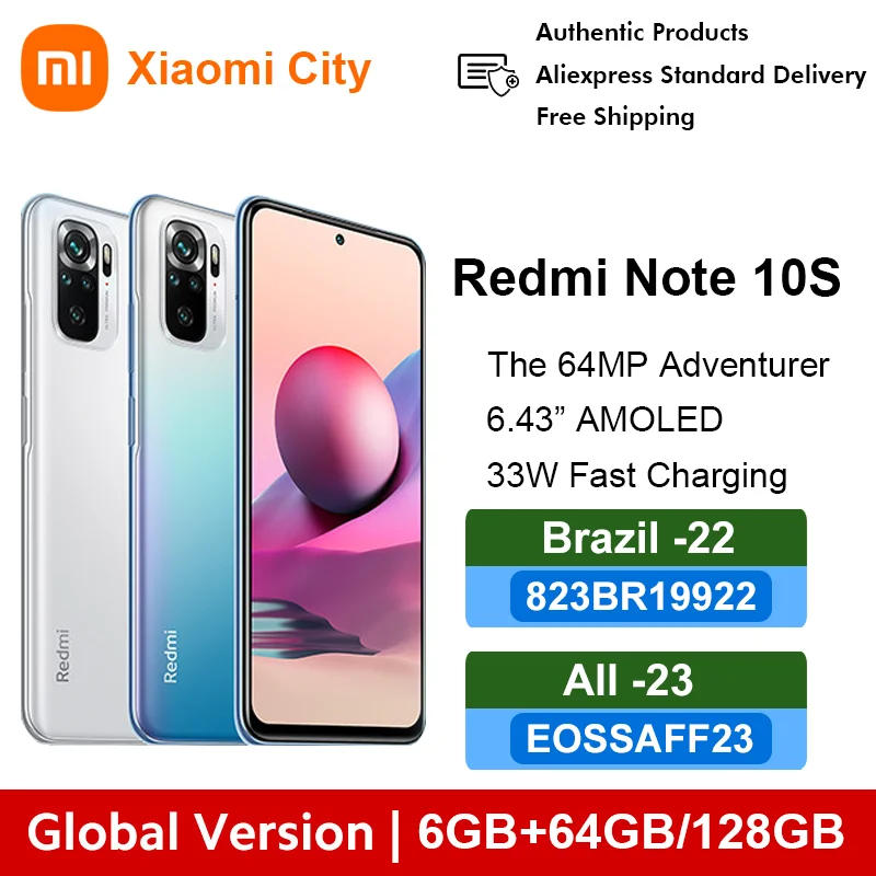 Смартфон Xiaomi Redmi Note 10S 6 ГБ 64 128 большой дисплей|Смартфоны| |