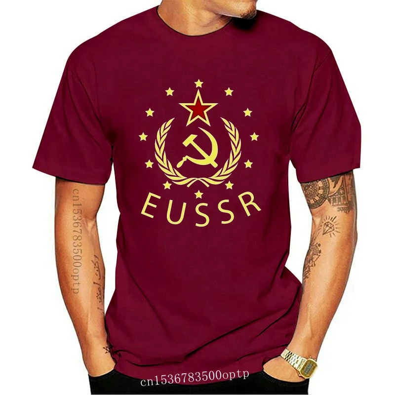 

New Logo T-Shirt Men Soviet Tshirt Cccp T Shirts Ussr Tops Russia Clothes Ussr Anti Eu European Union Exit Activist Oversized