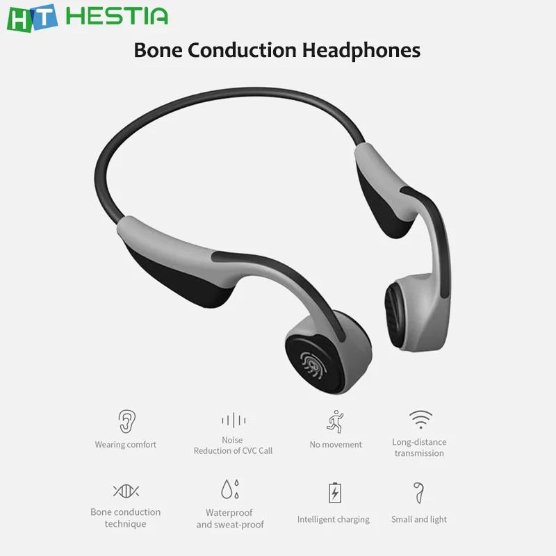 

V9 Bone Conduction Headphone Waterproof Flexible Painless Stereo Music Earphone Bluetooth Wireless Running Driving Pink Headsets
