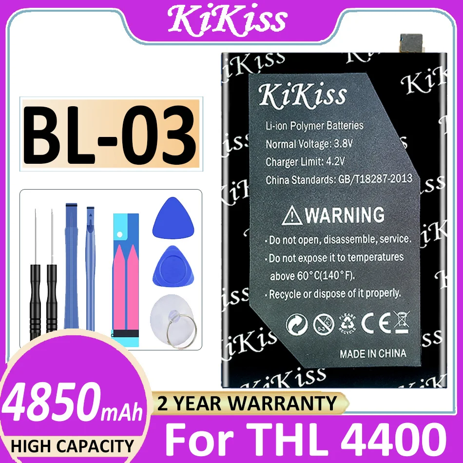 

Оригинальная батарея KiKiss BL-03 BL03 BL 03 4850 мАч для THL 4400 Bateria