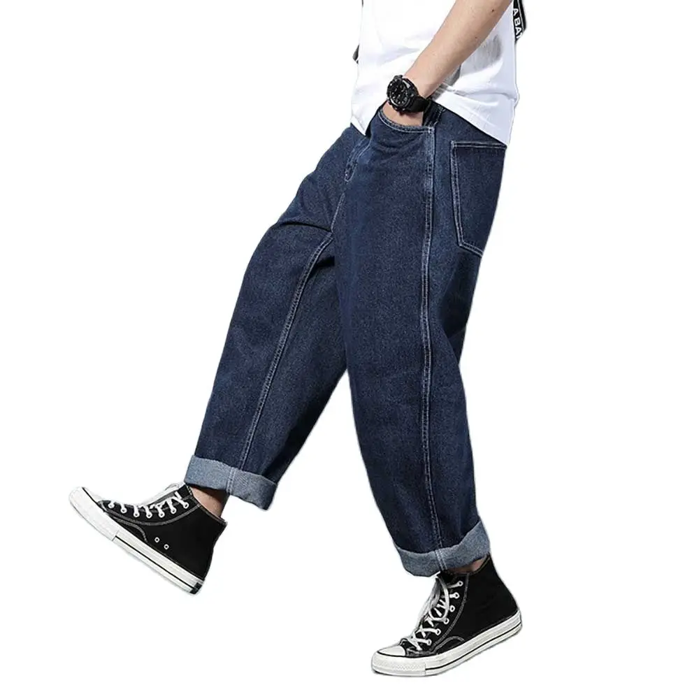 New Fashion Straight Jeans Men Casual Denim Pants Loose Baggy Trousers Streetwear Hiphop Harem Jeans Male Clothing