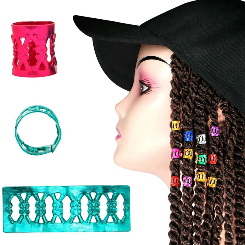 

50pcs 8mm Hair Cuffs Braiding Clips Lock Dreadlock Bead Hair Extension Decor