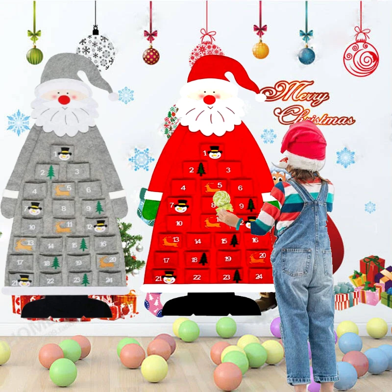 

Календарь дед мороза войлочный с обратным отсчетом, 24 кармана