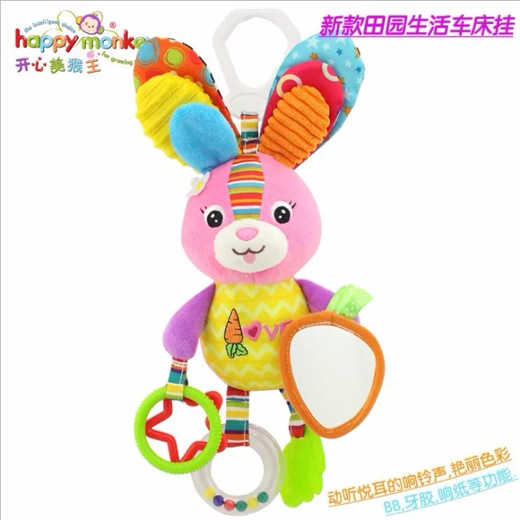 rabbit Бабочка BB устройство обучающая забавная Автомобильная погремушка висящая 25 см кровать подарок познание Кольца бумажные животные Новорожденные плюшевые мягкие детские игрушки - Цвет: rabbit