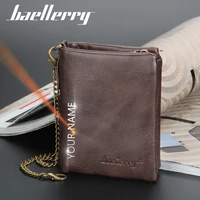 2022 new men wallets chain customized pu leather short card holder male purse coin holder quality men wallets carteria
