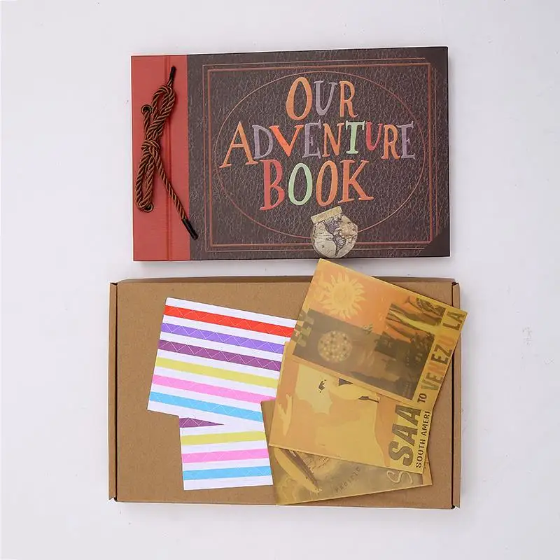 

Adventure Photo Album Diy Retro KraftPaper Scrapbook Tether Baby Birthday Photo Album Loose-leaf Photo Album Set Single Book/Set