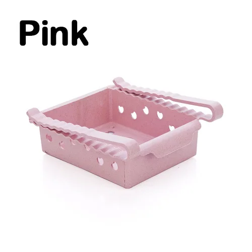 PINK ABS боковая стойка для хранения, органайзер, регулируемая полка для холодильника, держатель для ящика, органайзер, экономия пространства, фруктовая закуска, кухонная полка, полка - Цвет: PINK