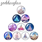 Disney замок, стилизованные под языки пламени ночных сцен 10 шт. 12 мм20 мм25 мм кабошоны круглые фото кабошоны разрисованные изделия из стекла с плоской задней частью Цепочки и ожерелья, украшения своими руками