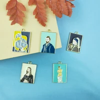 jeque 10pcs alloy enamel retro art painting relief figure charms pendant for diy fashion drop earrings jewelry making accessorie