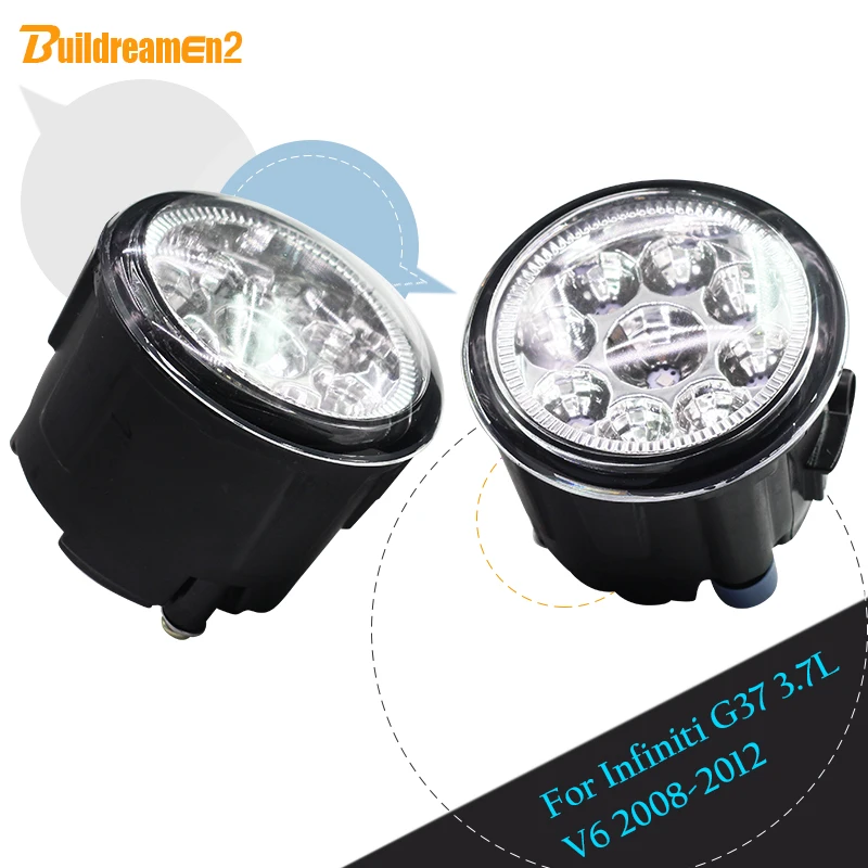 

Buildreamen2 For Infiniti G37 3.7L V6 2008-2012 Car Left + Right Fog Light LED Light Daytime Running Light DRL DC 12V 2 Pieces