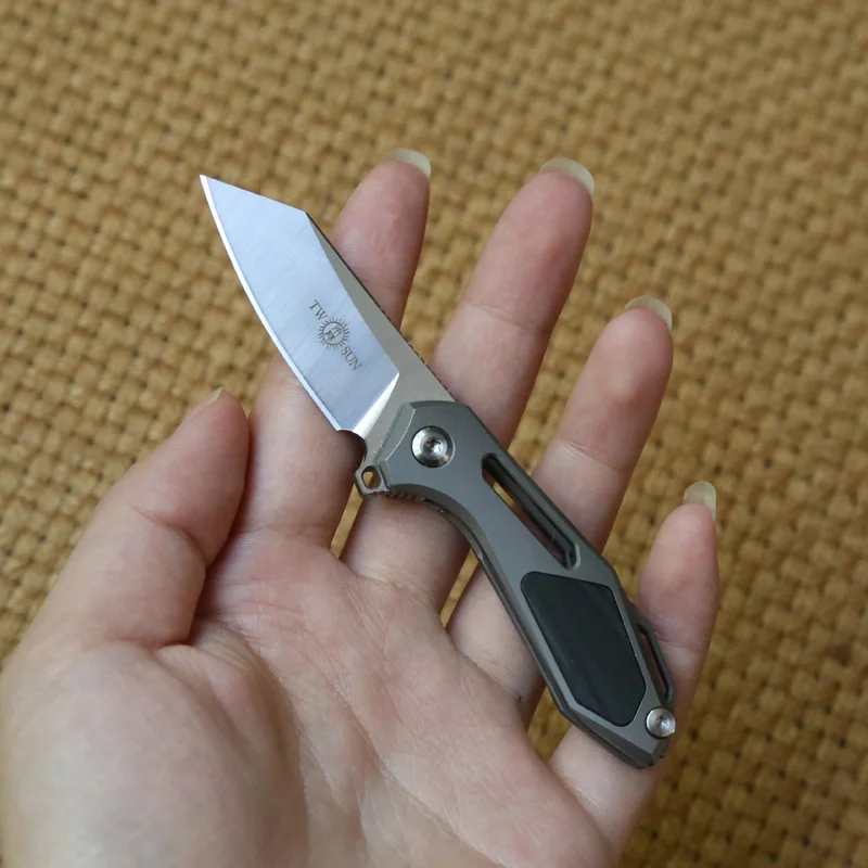 

Real M390 blade TWOSUN TS35 Tactical Flipper ball brearing folding knife titanium alloy handle camping hunting Pocket knives