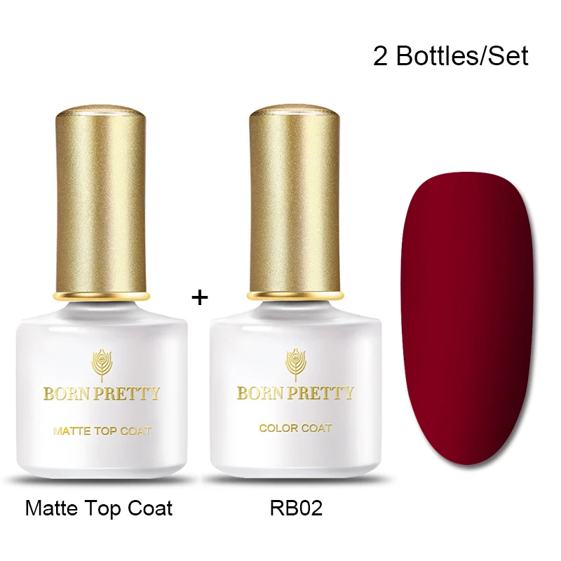 Set 23 BORN PRETTY матовый цвет УФ-гель для ногтей 6 мл черный чистый замочить от УФ-гель для дизайна ногтей лак верхнее Базовое покрытие лак - Цвет: Set 23