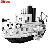 new 751 pcs building block toy disney mickey minnie ship model building block girl boy toy gift