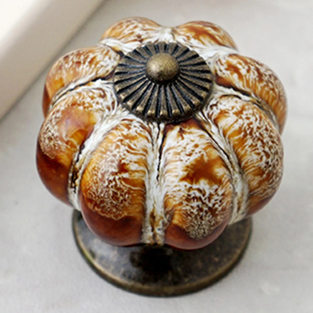 Retro Round Pumpkin Shape Ceramic Drawer Cabinet Wardrobe Door Handle Knob Decor | Дом и сад