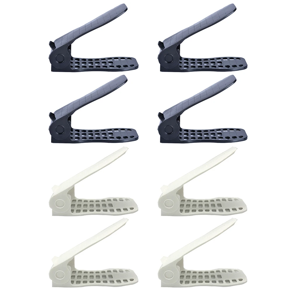 8pcs white black 1 шт./компл. регулируемая двойная стойка для обуви Подставка для обуви слотов для карт Органайзер хранилище, позволяющее экономить место держатель высокое качество Пластик - Цвет: 8pcs white black