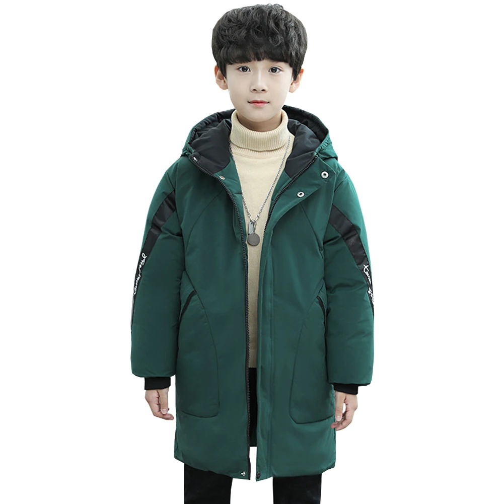 

Teen Puffer Overcoat Down Outerwear Casual Jackets with Detachable Hat Thicken Cotton Clothes for Boys Winter Windproof Coats