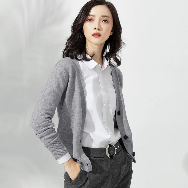 Женский базовый кардиган с v образным вырезом вязаный кардиган| |