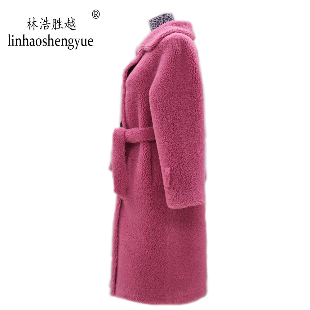 Linhaoshengyue  2020 Spring New Fashion Women Blends Wool100cm  Coat Spring Autumn Winter Fashion Freeshipping