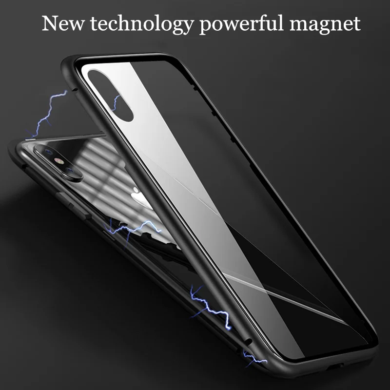 Роскошный 360 магнитный адсорбционный чехол для iPhone XR XS Max X Магнитный из