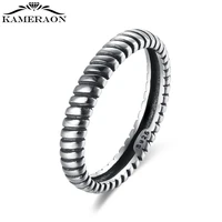 kameraon high quality 925 sterling silver retro twill finger rings for women men couples stack able engagement party jewellry