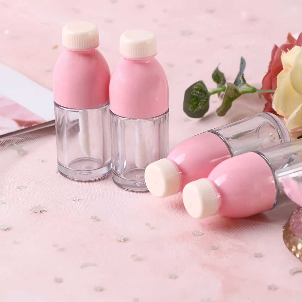 

5 Pcs Creative Beverage Bottle Shaped Empty Lip Gloss Tube Containers Clear Mini Refillable Lip Balm Bottles With Rubber Inserts