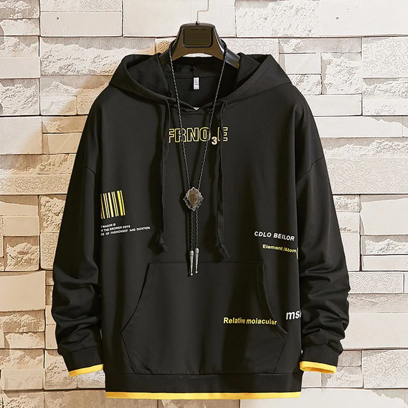 

New Fashion Mens Hip Hop Hoodie Sweatshirt Big Pocket Hoodie Streetwear Male Casual Black White Hooded Pullover Men 2021