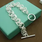 Браслеты из стерлингового серебра 925 пробы для женщин и мужчин, модный шарм, ювелирное изделие Свадьба Помолвка подарок