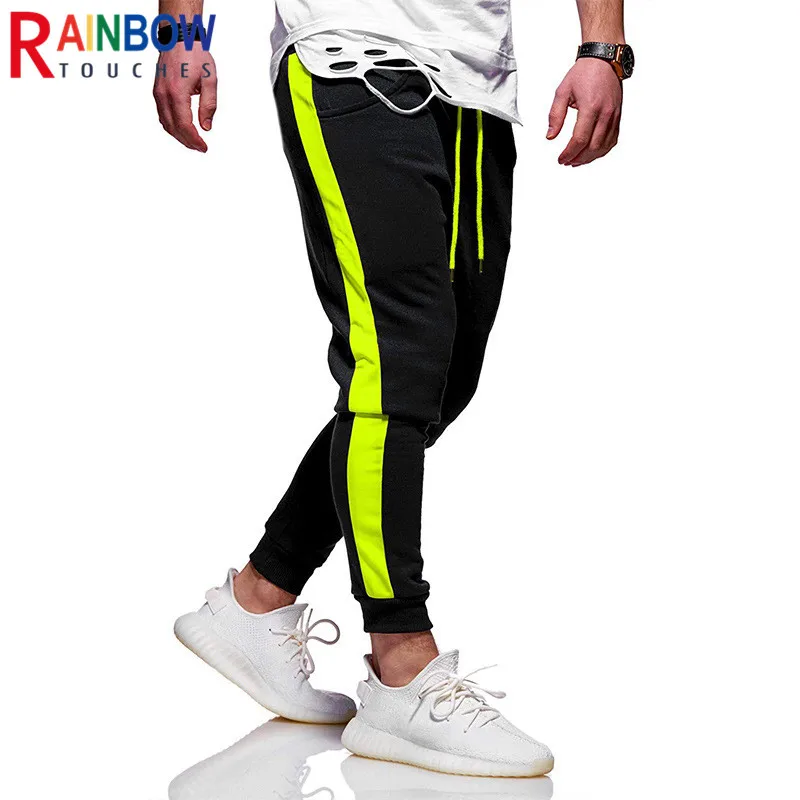 Модные мужские спортивные брюки Rainbowtouches с боковыми полосками повседневные на