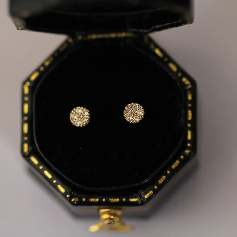 Серьги гвоздики из твердого золота 9 карат в виде гороха Изящные Ювелирные