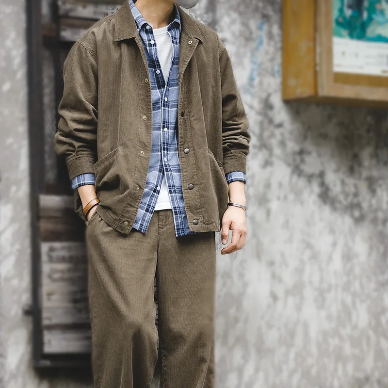 Мужская Вельветовая куртка с вышивкой в стиле ретро Yokosuka осенне зимняя хлопковая