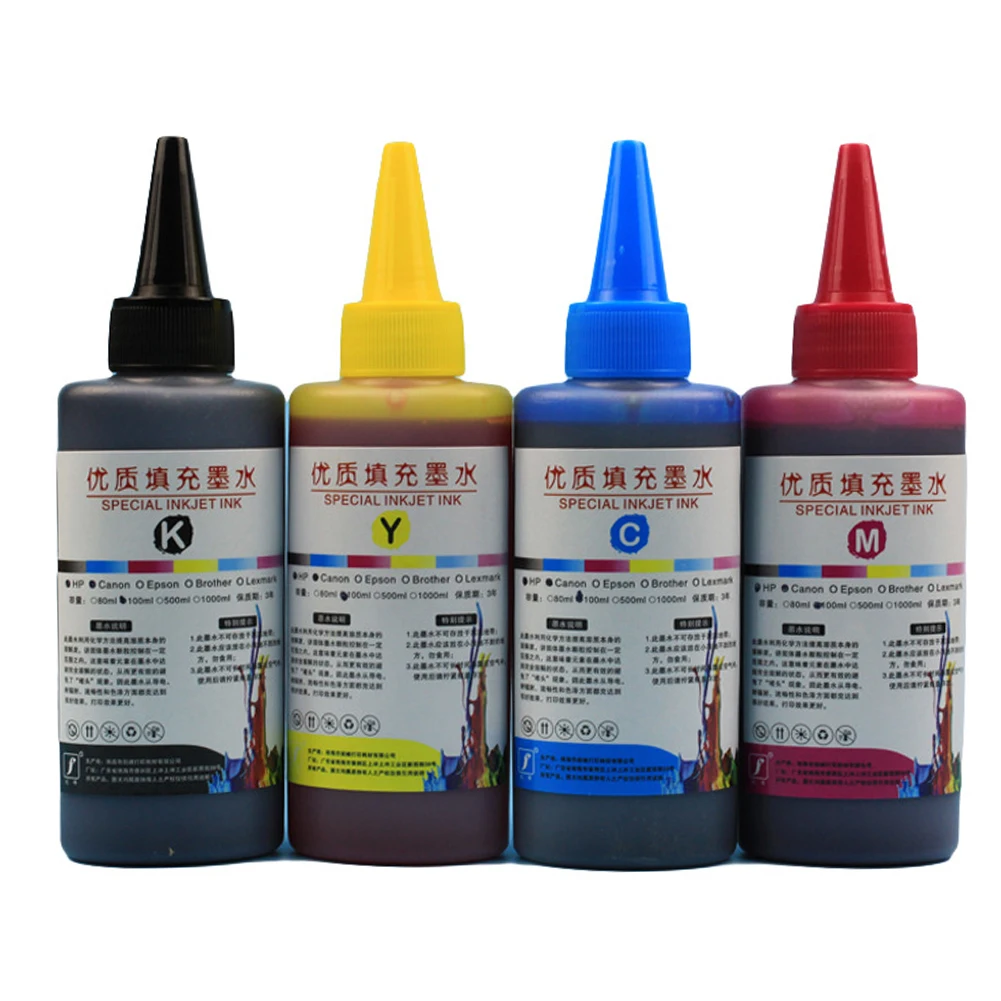 4 шт. совместимый 100 мл набор чернил для заправки Печатный бумажный краситель
