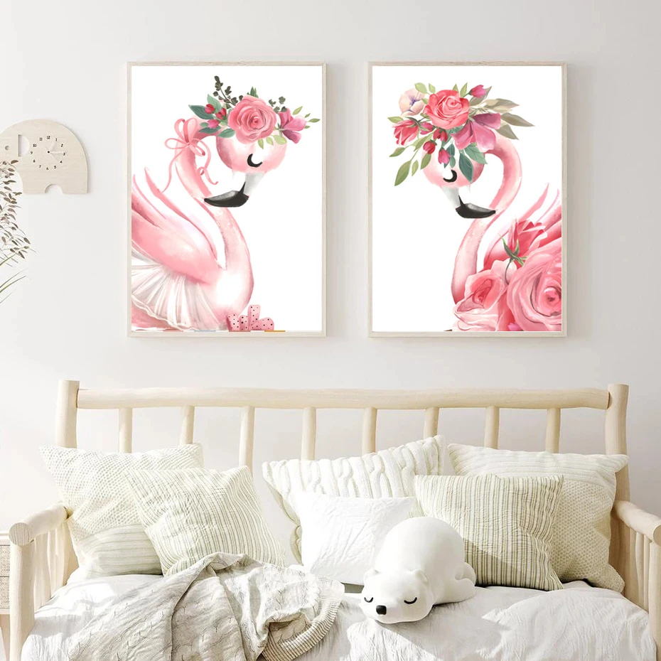 Постер в скандинавском стиле для балерины фламинго Королла палатка детской