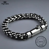 100 real 925 sterling silver men buddha bracelet thick safe pattern vintage punk rock style bangle men jewelry gift with logo