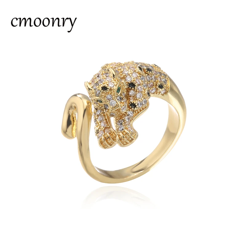 Cmoonry золотистое леопардовое кольцо Открытое дизайнерское регулируемое 2021 модное
