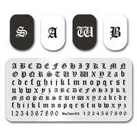 hot nail art stamping mouteen014 goth letter gothic style words nail stamping plates manicure stencil set for nail stamping