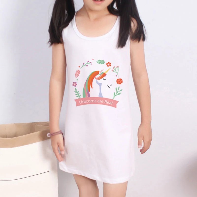 

Gril Unicorn Vest Skirt Summer New Children's Clothing Anime Loose Casual Clothes Young Children For Grils Cute Short Sleeve