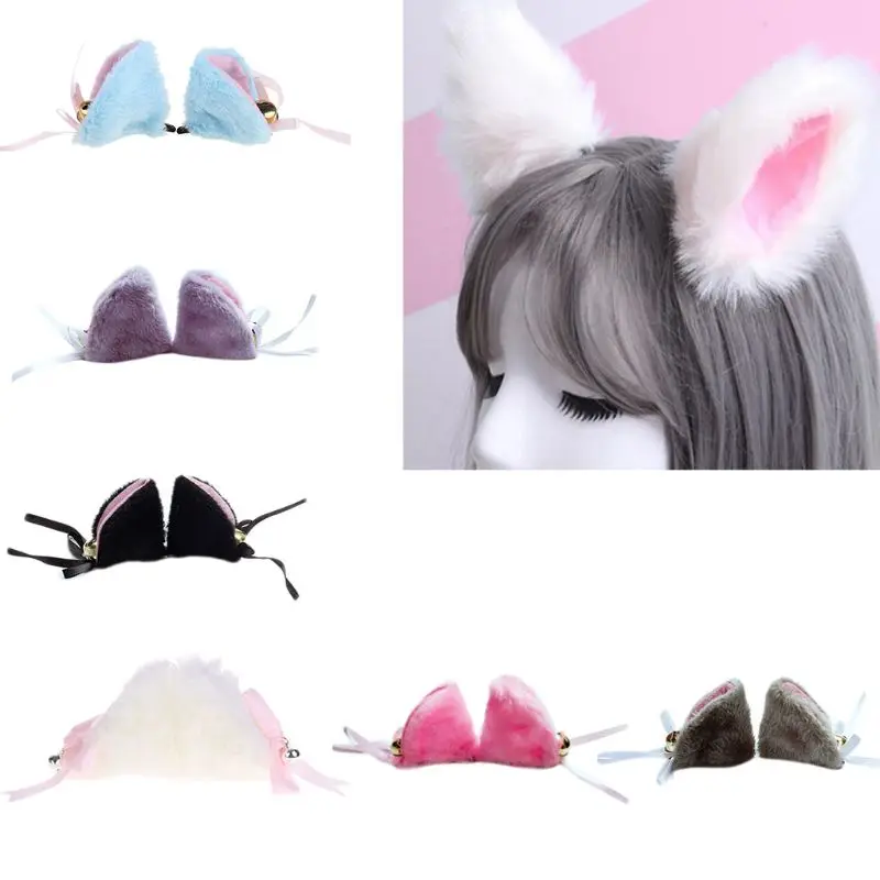 

Lady Japanese Anime Cute Fox Cat Ears Hairpin Women Girls Halloween Party Cosplay Alligator Hairgrip Costume Hair Accessories
